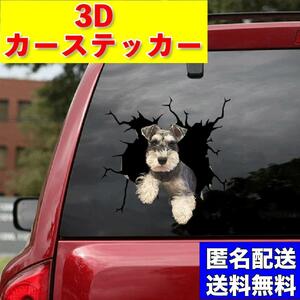 カーステッカー トリックアート ステッカー シール 3D 車 カー用品 シュナウザー イヌ 犬 プリント 飾り カー アクセサリー 窓 面白