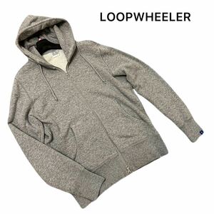 超美品 BEAMS取り扱い LOOPWHEELER【定番吊り裏毛生地】霜降り スウェット ジップパーカー サイズM/ループウィラー グレー トレーナー