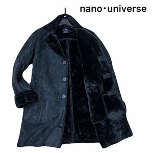 上質な極暖機能 nano・universe ナノユニバース 秋冬高級【起毛エコムートン仕様】ランチコート ムートンコート ブラック サイズ(S〜M相当)