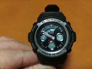 CASIO カシオ G-SHOCK ジーショック AW-590-1A アナデジ ラウンド 樹脂ベルト カレンダー 動作確認済み