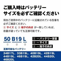 新品 建機 農機用バッテリー 28B19L 34B19L 38B19L 40B19L 44B19L 46B19L 50B19L 互換 スーパーナット 50B19L 充電制御車対応_画像9