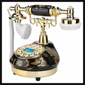 [ breaking the seal only ]Y miko* retro Vintage telephone, former times while. MS-9107 ceramic black Gold floral print antique telephone house. equipment ornament desk telephone 