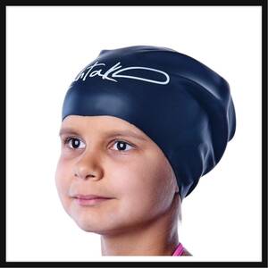 【開封のみ】Lahtak★キッズスイムキャップ (Black M) - Swim Caps Kids Long Hair - Swimming Cap for Girls Boys Kids Teens