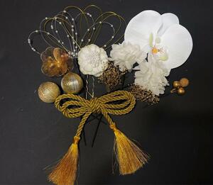 . butterfly orchid hair ornament 13 pcs set. wedding. coming-of-age ceremony. The Seven-Five-Three Festival hair ornament. Gold mizuhiki 5/30