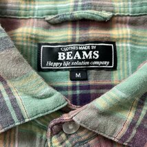 BEAMS ビームス 長袖シャツ チェック柄 グリーン系 サイズM メンズ ヴィンテージ セレクト トップス_画像4