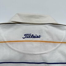 Titleist タイトリスト 半袖ポロシャツ ボーダー ホワイト サイズL ロゴ刺繍 トップス メンズ ヴィンテージ ゴルフウェア_画像4