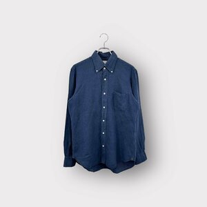 ◯リネン100%◯ BEAMS HEART ビームスハート BD長袖シャツ ネイビー サイズL ボタンダウン メンズ セレクト ヴィンテージ ネ