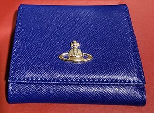 【美品】Vivienne Westwood 三つ折り財布 がま口 ブルー　ヴィヴィアンウエストウッド オーブ【箱付き】