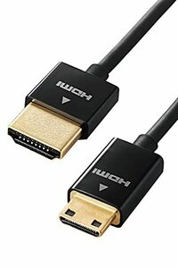 【中古】エレコム HDMI - mini HDMI ケーブル 2m 4K×2K対応 スーパースリム ブラック DGW-HD14SSM20BK