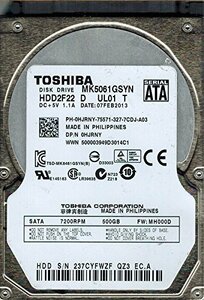 【中古】Toshiba mk5061gsyn 500?GB hdd2?F22?D ul01?T F / W : mh000d