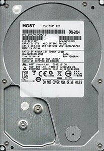 【中古】HGST HUA722010CLA330 P/N: 0F11387 MLC: JPT3HC 1TB。