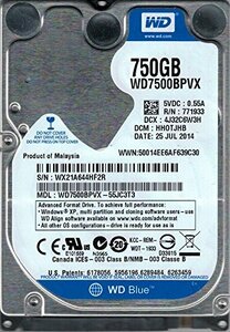 【中古】WD7500BPVX-55JC3T3 DCM: HHOTJHB WX21A Western Digital 750GB