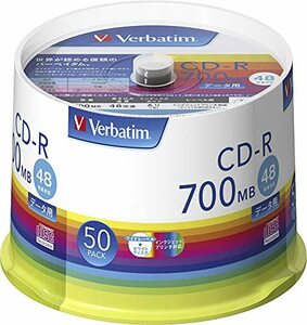 【中古】バーベイタムジャパン(Verbatim Japan) 1回記録用 CD-R 700MB 50枚 ホワイトプリンタブル 48倍速 SR80FP50V1