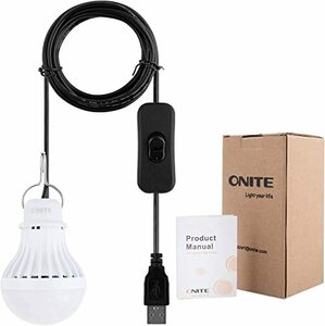 【中古】Onite USB端子に接続 金属フック付き ポータブル 電球形 USB LED電球 LED照明 USB LEDライト スイッチ付き キャンプライト アウト