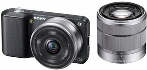 【中古】ソニー SONY ミラーレス一眼α NEX-3 ダブルレンズキット ブラック NEX-3D/B