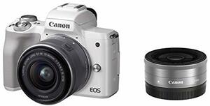 【中古】Canon ミラーレス一眼カメラ EOS Kiss M ダブルレンズキット ホワイト EOSKISSMWH-WLK