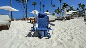 【中古】Tommy Bahama Backpack Cooler Beach Chair - Blue Floral