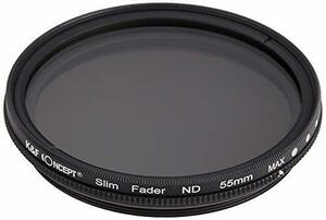 【中古】K&F Concept 可変式NDフィルター 55mm NDX 減光範囲ND2~ND400 薄枠設計 KF-NDX55