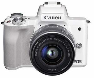 【中古】Canon ミラーレス一眼カメラ EOS Kiss M 標準ズームキット ホワイト EOSKISSMWH-1545ISSTMLK