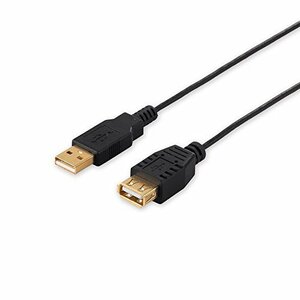 【中古】BUFFALO USB2.0延長ケーブル (A to A) スリムタイプ ブラック 0.5m BSUAASM205BK