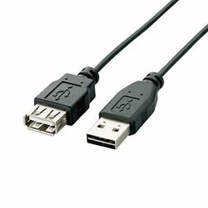 【中古】エレコム USBケーブル 延長 USB2.0 (USB A オス to USB A メス) リバーシブルコネクタ 2m ブラック U2C-DE20BK