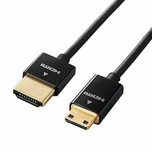 【中古】エレコム mini HDMI ケーブル 1.5m 4K×2K対応 スーパースリム ブラック DH-HD14SSM15BK