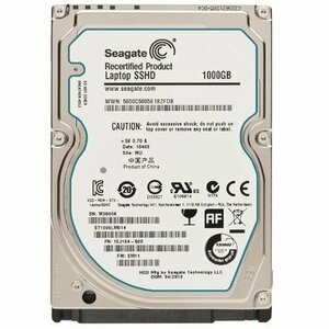 【中古】Seagate SSHD 2.5inch SATA 6Gb/s 1TB 64MB 5400rpm SSD(8GB MLC)+HDDハイブリッド(9.5mm) ST1000LM014 Recertified