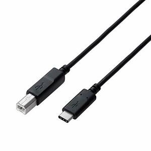 【中古】エレコム USBケーブル Type C (USB C to USB B) 0.5m USB2.0認証品 3A出力 最大480Mbps ブラック U2C-CB05NBK