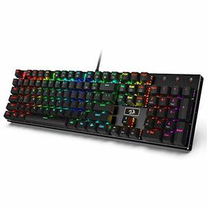 【中古】Redragon k556 RGB 茶軸104キー メカニカルゲーミングキーボード ゲーミングキーボード 8つキーカスタマイズ可能 USB有線 7色+6モ