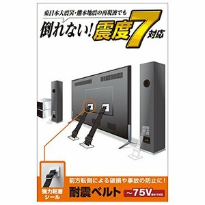 【中古】エレコム 耐震ベルト テレビ用 75インチまで対応 強力粘着シールタイプ 2本入 TS-002N2