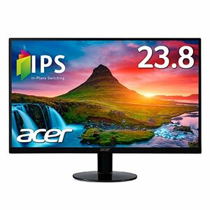【中古】Acer モニター ディスプレイ AlphaLine 23.8インチ SA240YAbmi フルHD IPS フレームレス HDMI D-Sub スピーカー内蔵 ブルーライト