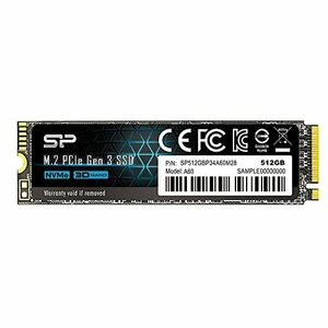 【中古】シリコンパワー SSD 512GB 3D TLC NAND M.2 2280 PCIe3.0×4 NVMe1.3 P34A60シリーズ 5 SP512GBP34A60M28