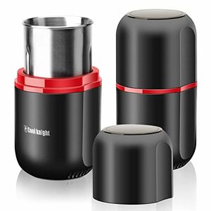 【中古】COOL KNIGHT Herb Grinder [large capacity/fast/Electric ]-Spice Herb Grinder with Pollen Catcher/- 7.5” Black stainless st