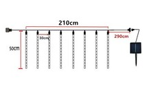 ソーラーバッテリー 流れるLED イルミネーション スノーフォール つらら ホワイト 50cm 8本 288発 防水 節電_画像2