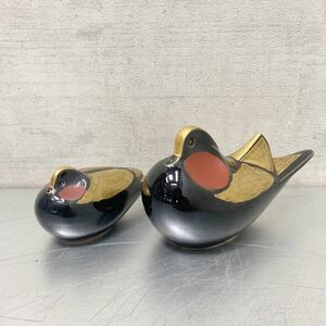 九谷焼き オブジェ 置物 鳥 鳥の置物 鳥の陶器 鵜飼 鴨 昭和レトロ レトロ雑貨 ビンテージ雑貨