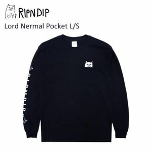 リップンディップ RIPNDIP Lord Nermal Pocket Long Sleeve ブラック　メンズ 長袖 Tシャツ ロンT　Mサイズ