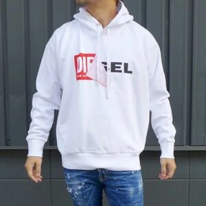 DIESEL[ディーゼル] メンズ スウェット Wロゴスウェット パーカー 00S8WB0IAEG ホワイト 100　Sサイズ