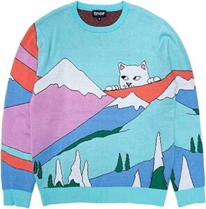 リップンディップ ニット RIPNDIP セーター 長袖 かわいい スウェット Kiss The Sky Sweater スケーター ストリート メンズ Mサイズ