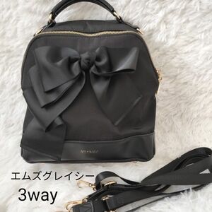 美品 エムズグレイシー ショルダー付 3wayリボン リュック ショルダーバック