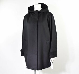 1358-23W0405★23区(大きいサイズ)★2023 新品タグ付き 美品 ウールカシミヤ ビーバー フード付き ショートコート 44 黒ブラック 60500円