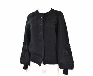 2355-23W0162★イエナ IENA LA BOUCLE 美品★Pireneiフラワー柄編みカーディガン ブラック 定価28600円