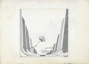 井坂克二画稿「作品」　水彩　インク　紙　サイン　S:38.5×53.5　「グラフィケーション」1973年7月号掲載