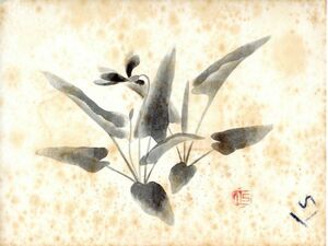 高山辰雄画稿「画稿55」　彩色　和紙　印　S:13×17.3