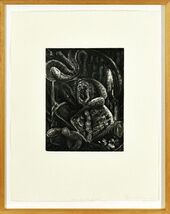ビル・ジェンセン版画額「Guy and the Loon」　インタリオ　限55　サイン　Gallerie Mukaiシール　24.5×18.5　1989年　Bill Jensen_画像1