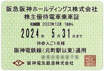 【阪神電鉄】 株主優待乗車証 / 定期式 / 電車全線 / 2024.5.31まで / 土日発送可_画像1