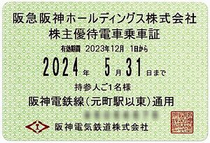 【阪神電鉄】 株主優待乗車証 / 定期式 / 電車全線 / 2024.5.31まで / 土日発送可