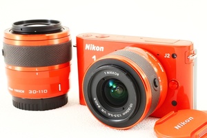 格安品◆Nikonニコン 1 J2 Wズームレンズキット レッド◆1015万画素,ミラーレス機/A2975