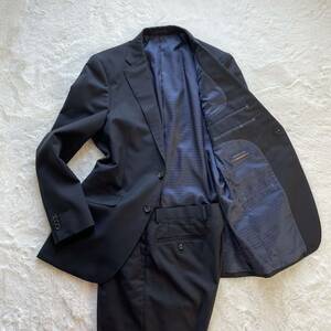 【美品】伊生地 ANGELICO アンジェリコ スーツ シングル セットアップ ブラック ブロックチェック 幾何学柄 94A6 L位 ビジネス フォーマル