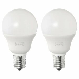 IKEA LED電球 E17 440ルーメン, SOLHETTA 球形 オパールホワイト 2 ピース 全国一律送料￥520!