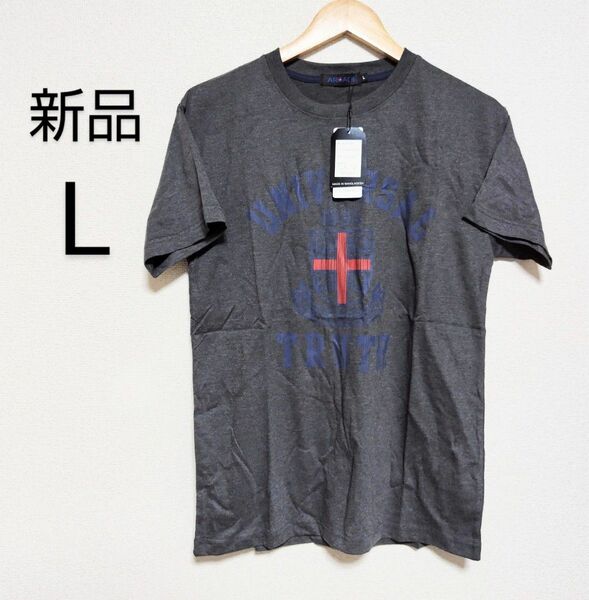 【新品】ARCADE ロゴプリントTシャツ 半袖 チャコール Lサイズ